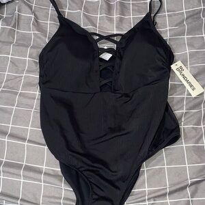 No Boundaries Black Strappy Swimsuit